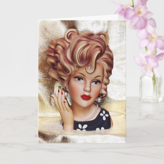 Carte Lady Head Vase Sassy Spiral Coiffure beauté en noi (Orchidée)