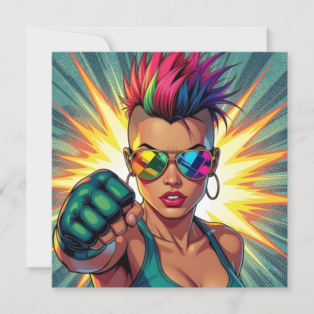 Carte Lady LGBTQ+ en noir mohawk (Devant)
