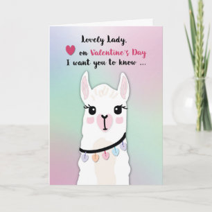 Carte Lady Llamas Coeurs de la Saint-Valentin