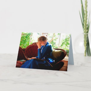 Carte Lady reading, citation victorienne
