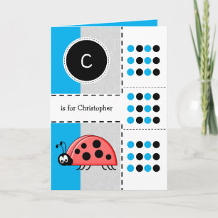 Carte Ladybug ajouter nom pour enfants bleu Anniversaire