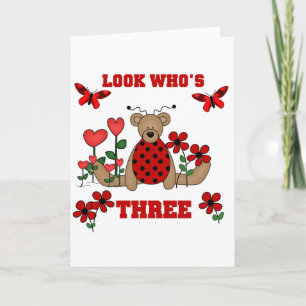 Carte Ladybug Bear 3e maillots d'anniversaire