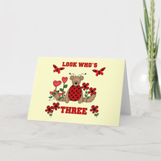 Carte Ladybug Bear 3e maillots d'anniversaire (Devant)