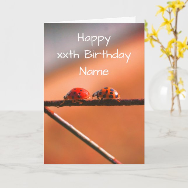 Carte Ladybug Buddies Nature Anniversaire personnalisé (Fleur jaune)