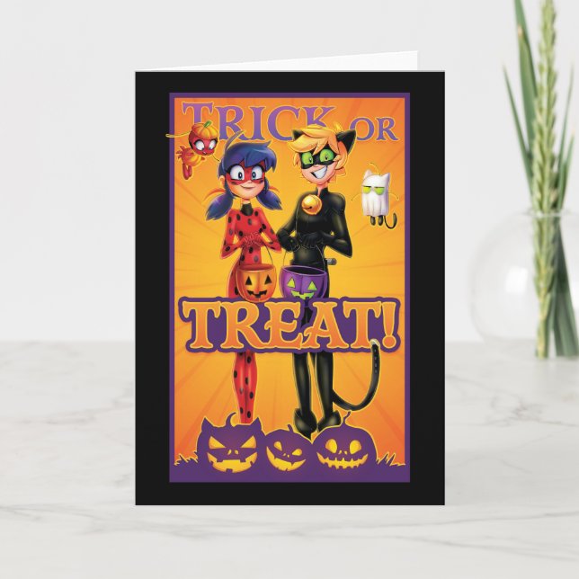 Carte Ladybug & Cat Noir | Trick or Treat ! (Devant)