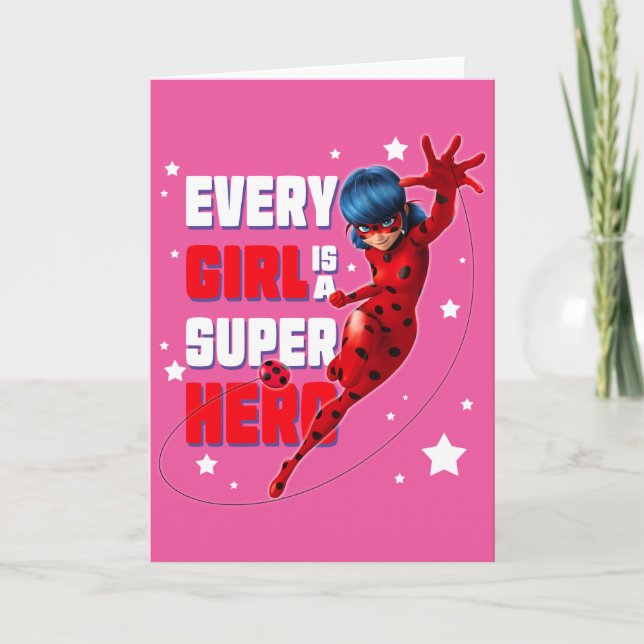 Carte Ladybug Every Girl est un super héros (Devant)