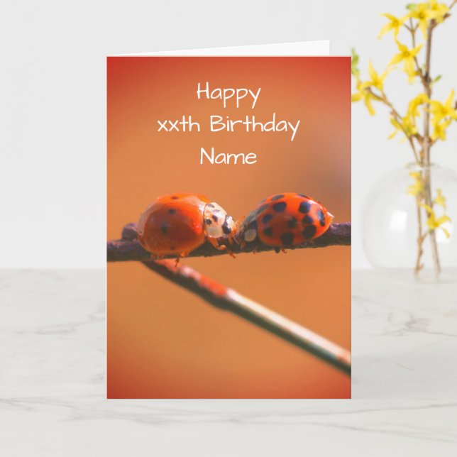 Carte Ladybug Friends Nature Anniversaire personnalisé (Fleur jaune)