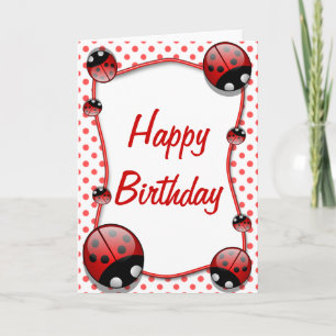 Carte Ladybug Happy Birthday Card