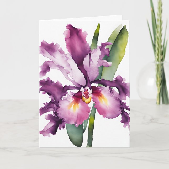 Carte Laelia - Fleurs aquarelles (Devant)