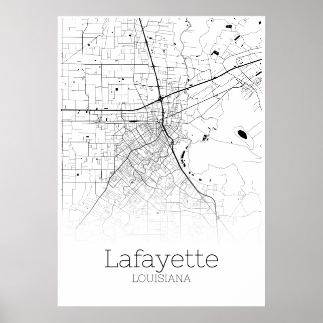 Carte Lafayette - Louisiane - Poster de la carte d (Devant)