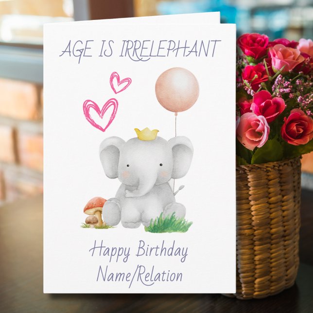 Carte L'âge est impeccable Eléphant mignon Anniversaire (Créateur téléchargé)