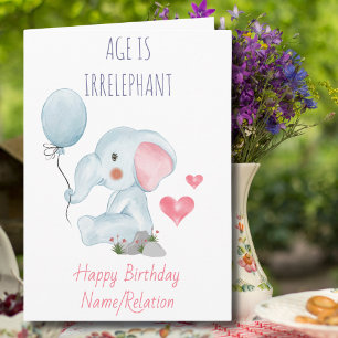 Carte L'âge est impeccable Eléphant mignon Anniversaire