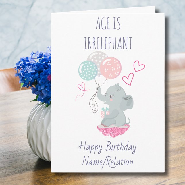 Carte L'âge est impeccable Eléphant mignon Anniversaire (Créateur téléchargé)