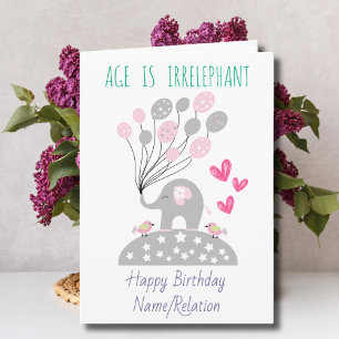 Carte L'âge est impeccable Eléphant mignon Anniversaire