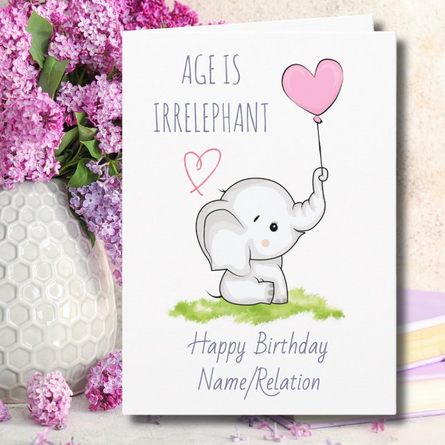 Carte L'âge est impeccable Eléphant mignon Anniversaire (Créateur téléchargé)