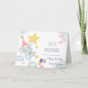 Carte L'âge est impeccable Eléphant mignon Anniversaire