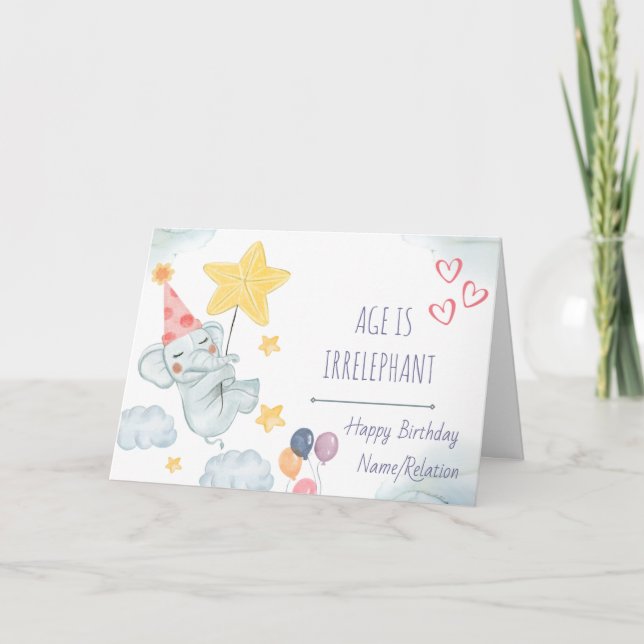 Carte L'âge est impeccable Eléphant mignon Anniversaire (Devant)