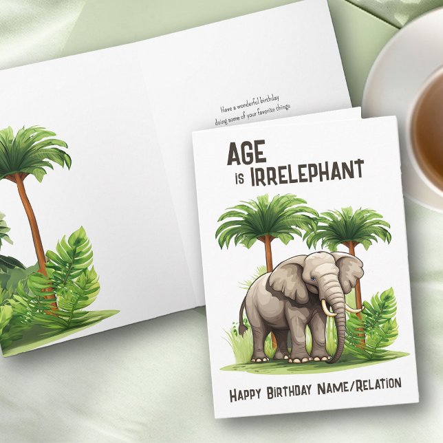 Carte L'âge est irréfutable Funny Elephant Joyeux annive (Personalized birthday card with funny age pun and elephant play on words)