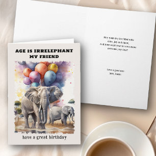 Carte L'âge est Irréléphant Éléphants Drôle Anniversaire