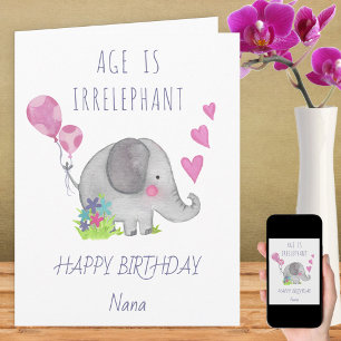 Carte L'âge est Irréléphant Mignon Drôle Éléphant Annive