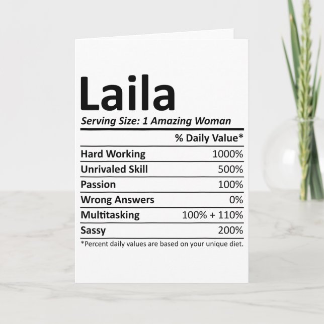 Carte Laila Nutrition Personalized Name Funny Christmas  (Devant)