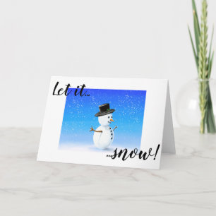 Carte Laisse-le neiger jolis bonhomme de neige en haut c