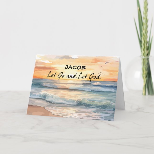 Carte Laissez Aller Dieu Ocean Sunset Recovery Support (Devant)