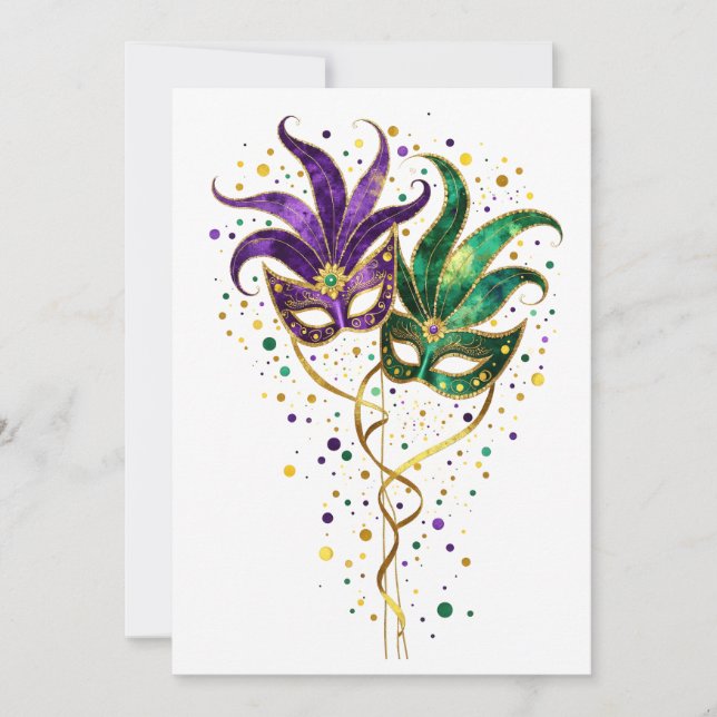Carte Laissez les bons temps rouler Masques de Mardi Gra (Devant)