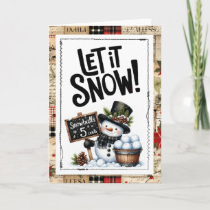 Carte Laissez Tomber Bonhomme de Neige Noël