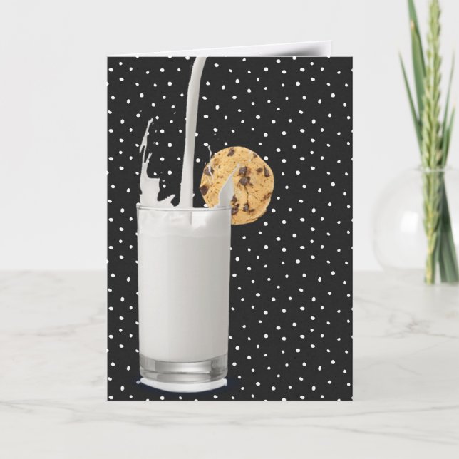 Carte lait d'anniversaire et biscuit sur plaid (Devant)