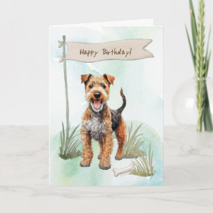 Carte Lakeland Terrier Dog en plein air sous signe d'ann