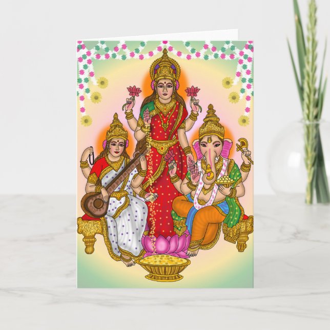 Carte Lakshmi Saraswati Ganesha  (Devant)
