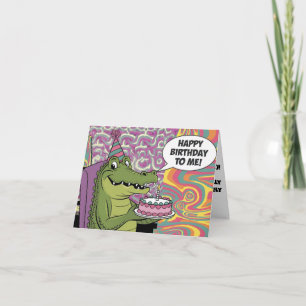 Carte l'alligator porte un anniversaire heureux pour moi