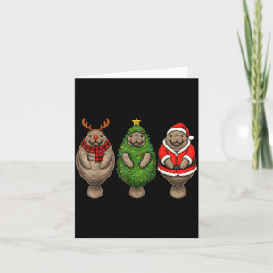 Carte Lamantin de Noël Rétro Père Noël Renne