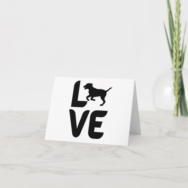 Carte L'amour avec le chien qui coule la salutation blan (Devant)