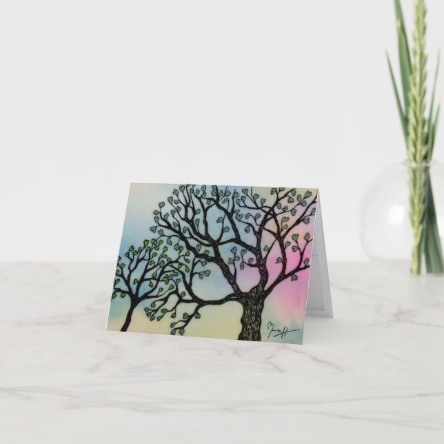 Carte L'amour de mère - arbres sur le vélin et (Devant)