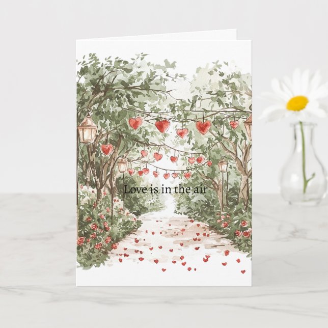 Carte L'amour des cœurs rouges est dans l'air (Petite plante)