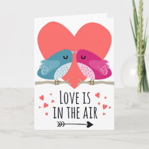 Carte "L'amour est dans l'air" avec de mignons oiseaux S