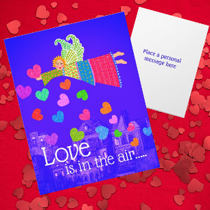 Carte L'amour est dans l'Air Cœurs d'Ange Personnalisés