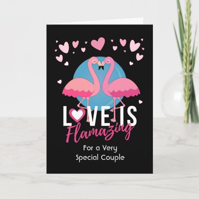 Carte L'amour est Flamazing Valentine pour deux Flamants (Devant)