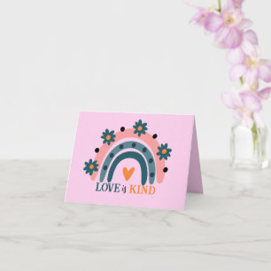 CARTE L'AMOUR EST GENTIL COULEUR ROSE BOHO ARC-EN-CIEL S