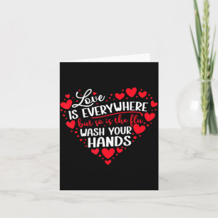 Carte L'amour est partout mais la grippe aussi, lavez-vo