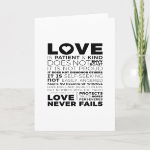 Carte L'amour est patient et gentil, il n'envie pas, ne 