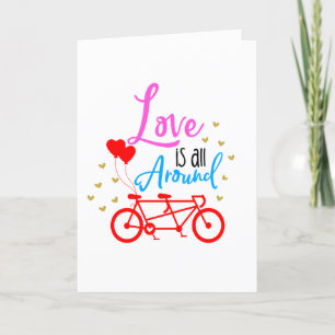Carte L'Amour Est Tout Autour Du Vélo Tandem