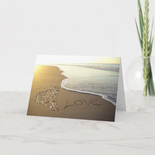 Carte L'amour sur la plage de sable (Devant)