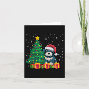 Carte Lampe de Noël de Schnauzer Santa Hat