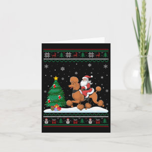 Carte Lampe de Noël moche Noël Père Noël Riding Poodle
