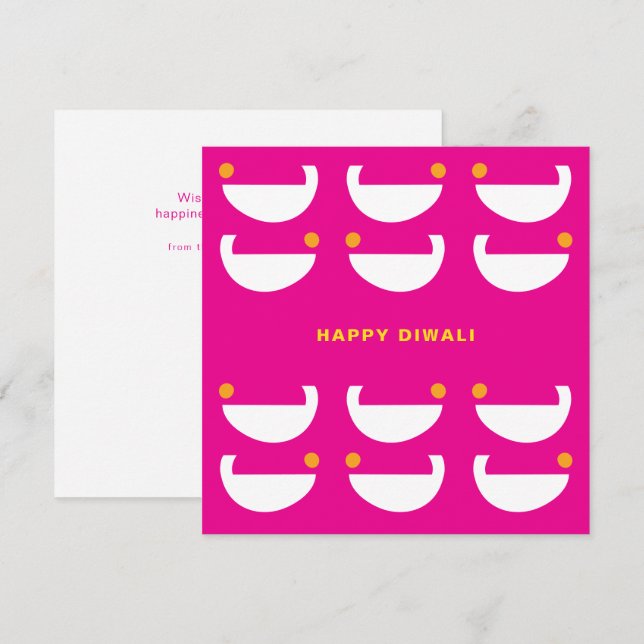 Carte Lampes Diwali - Fuschia (Devant / Derrière)