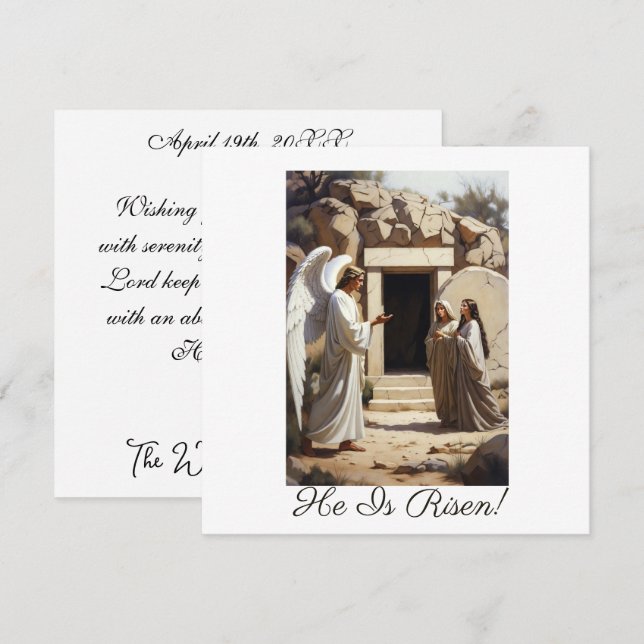 Carte L'ange annonce la Résurrection Salutations (Devant / Derrière)