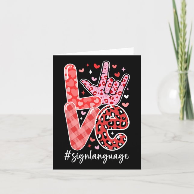 Carte Langue des signes Je t'aime Asl Saint-Valentin Sou (Devant)